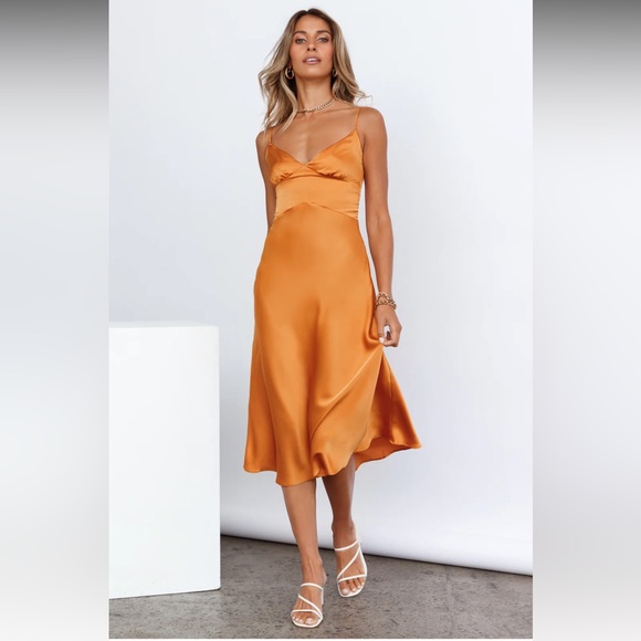 Orange Satin Dress - Picture 2 of 5